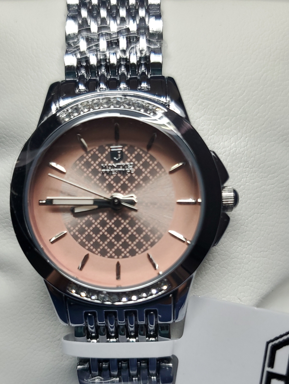 Women's Silver Bracelet Watch with Peach Dial
